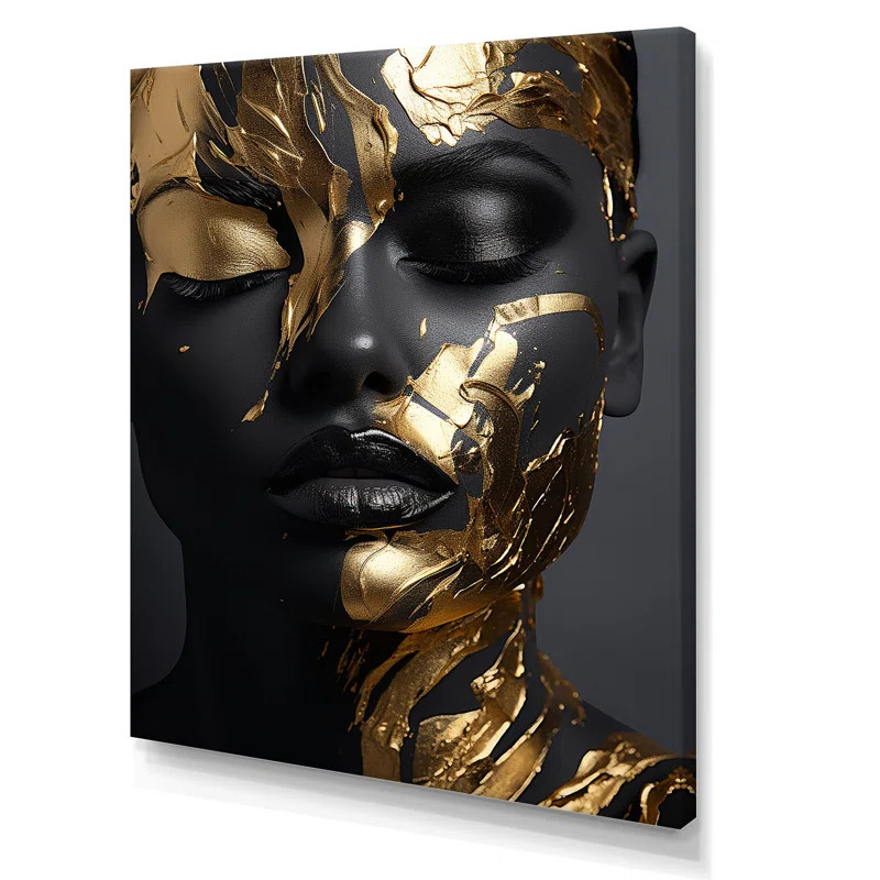 Black And Gold Gilded Woman Photo II - Fashion Canvas Art | Wayfair North America