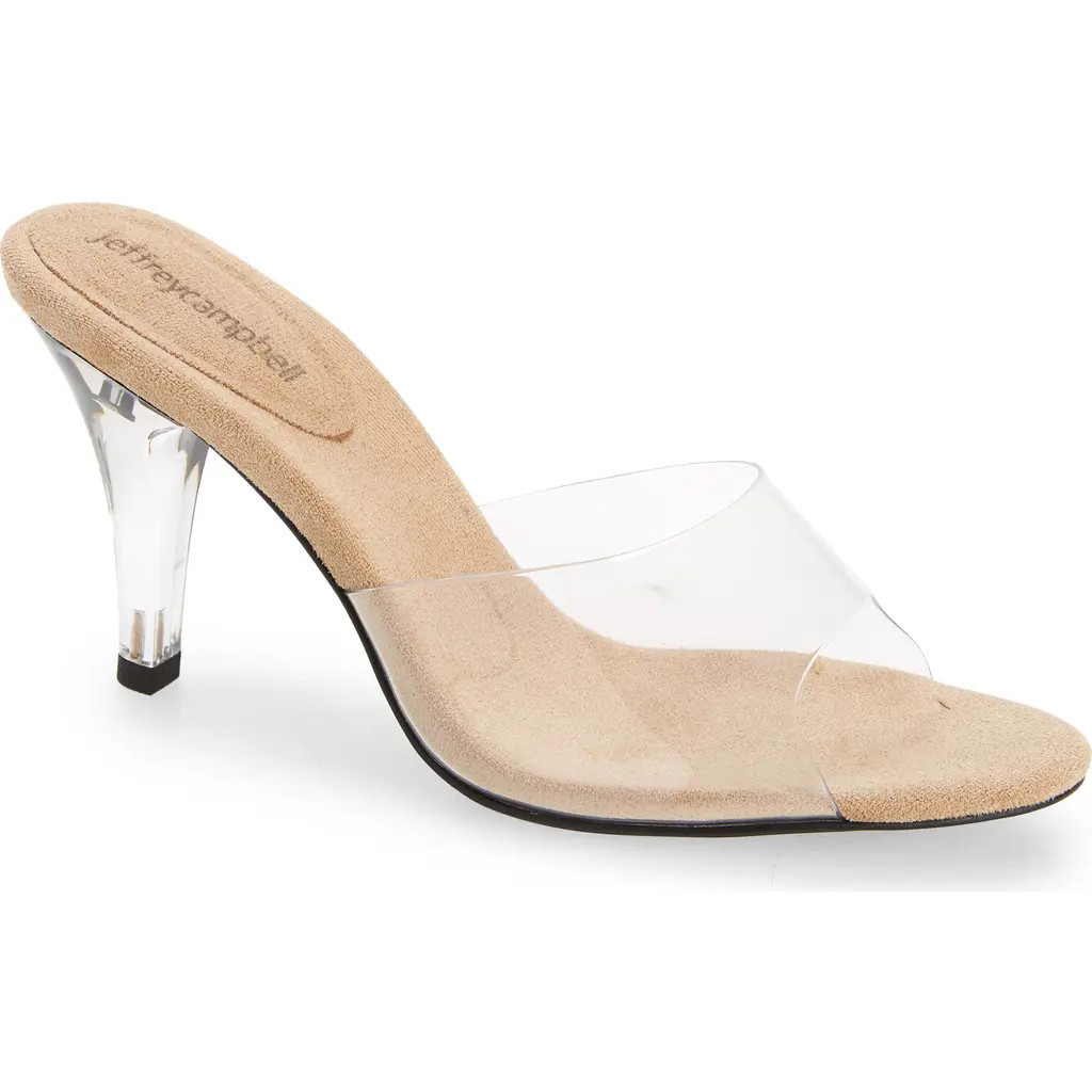 Jeffrey Campbell Cendrillon Clear Sandal in Nude Suede Clear at Nordstrom, Size 9.5 | Nordstrom