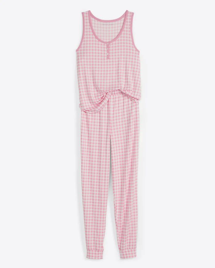 Hillary Pajama Set in Light Pink Gingham | Draper James (US)