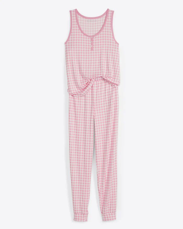 Hillary Pajama Set in Light Pink Gingham | Draper James (US)