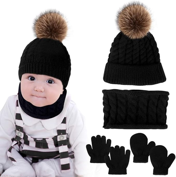 Hicdaw 6PCS Toddler Winter Hats Baby Mittens Gloves Neck Warmer Baby Winter Hat Kids Winter Hat G... | Amazon (US)
