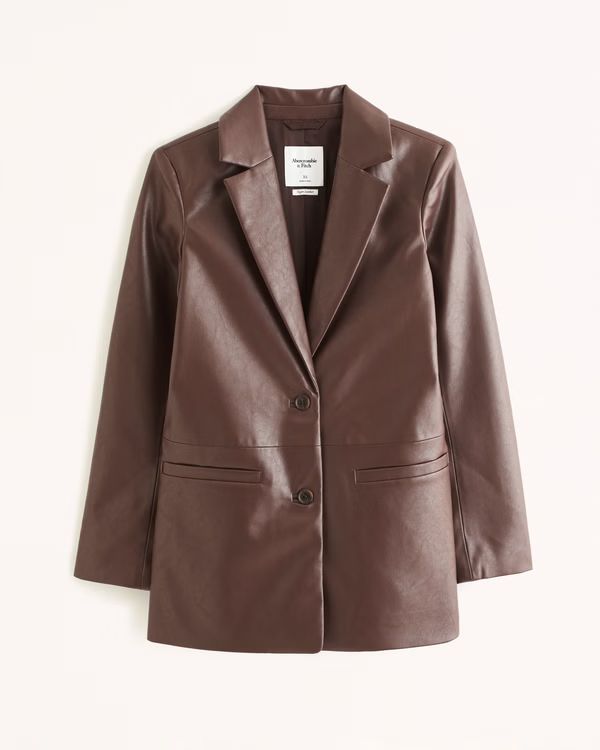 Women's Vegan Leather Blazer | Women's Coats & Jackets | Abercrombie.com | Abercrombie & Fitch (US)