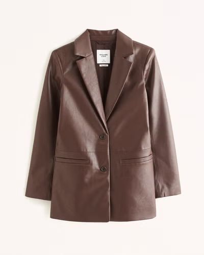 Women's Vegan Leather Blazer | Women's Clearance | Abercrombie.com | Abercrombie & Fitch (US)