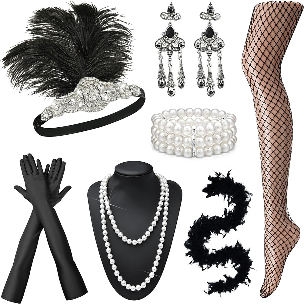 EIELO 1920s Great Gatsby Accessories Set for Women Headpiece Headband Flapper Roaring 20s Costume... | Amazon (US)