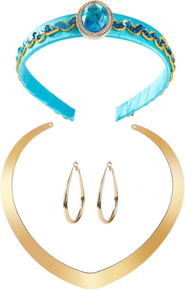 Princess Costume Accessories Women Dress Up Headband Necklace Halloween Cosplay | Amazon (US)