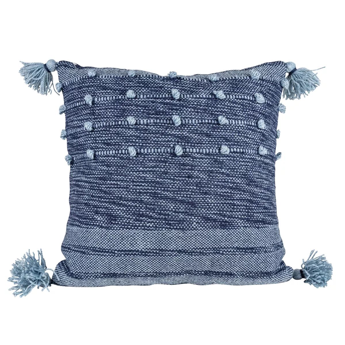 Blue with Corner Tassels 18X18 Hand Woven Filled Outdoor Pillow - Foreside Home & Garden | Target