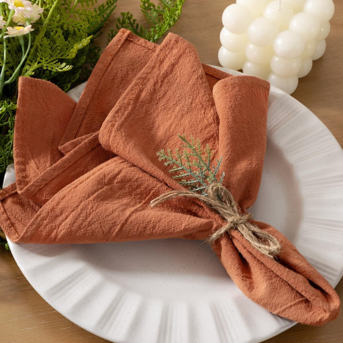 Socomi Cloth Napkins Terracotta Fall Burnt Orange Thanksgiving Washable Reusable Bulk Linen Cotto... | Amazon (US)