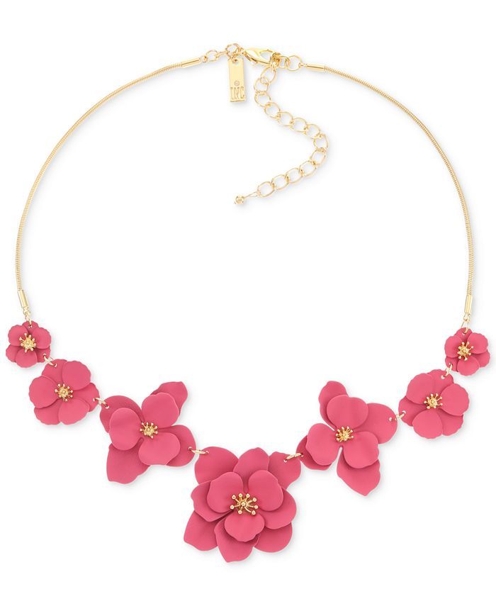 INC International Concepts Gold-Tone Painted Flower Statement Necklace, 17 | Macys (US)
