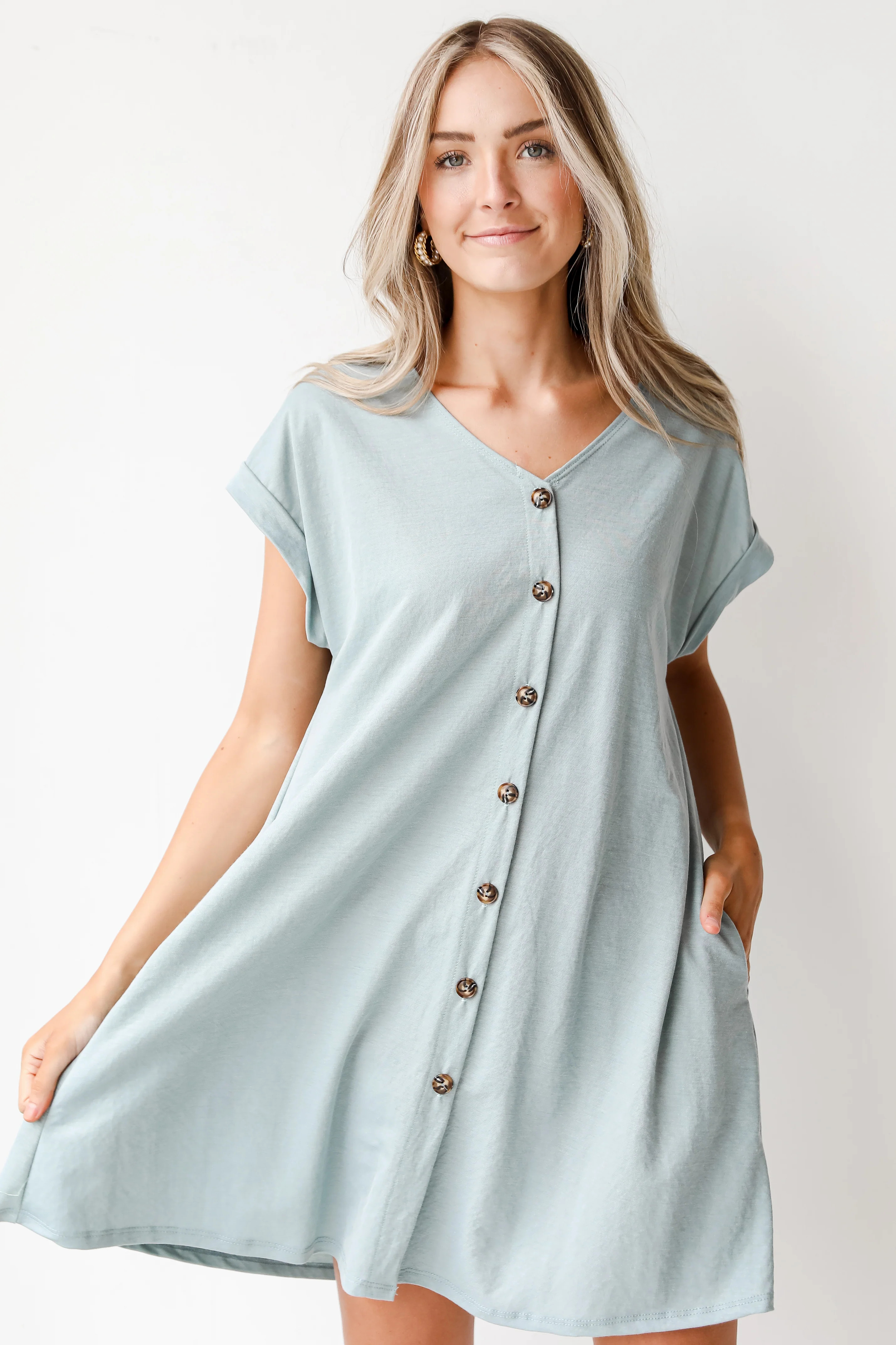 Live For Sunshine Button Front Mini Dress | Dress Up