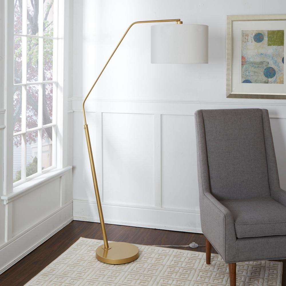Silverwood Furniture Reimagined Denton 68.25 in. Gold Floor Lamp with Shade | The Home Depot