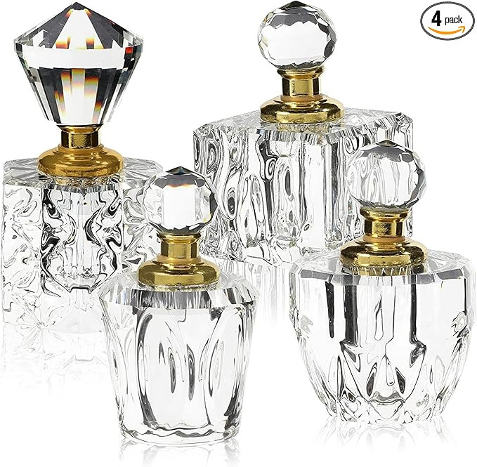 Okuna Outpost Crystal Perfume Bottle Set - Decorative Glass Perfume Bottles - Crystal Vanity Set ... | Amazon (US)