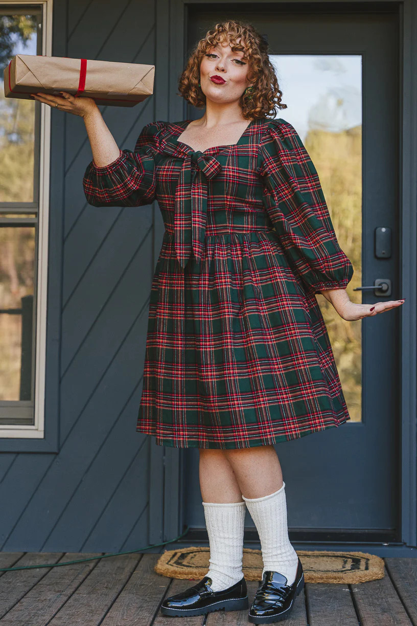 Margo Short Dress in Green Plaid | Ivy City Co