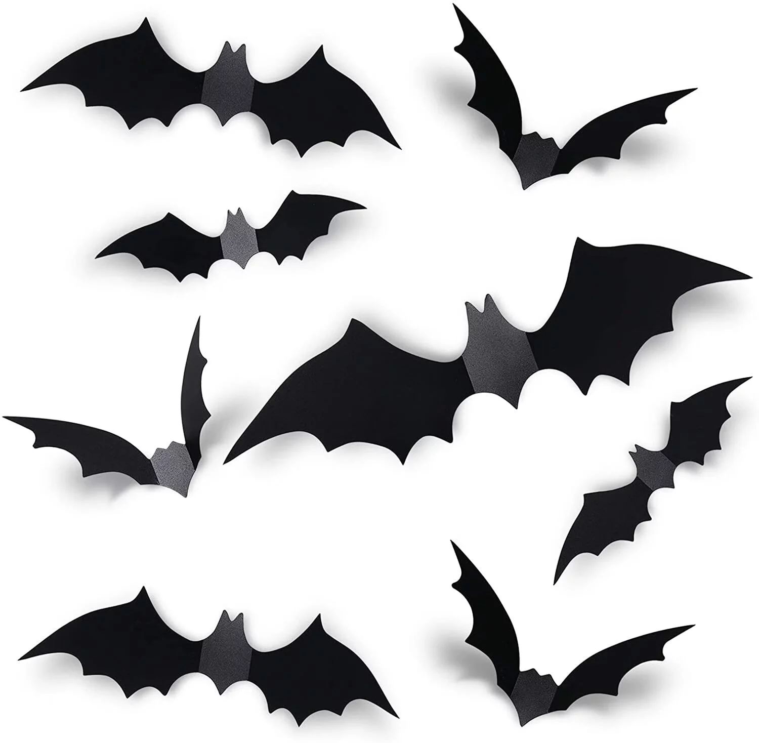 60PCS Halloween 3D Bats Decoration, 4 Different Sizes Realistic PVC Scary Black Bat Sticker for H... | Walmart (US)