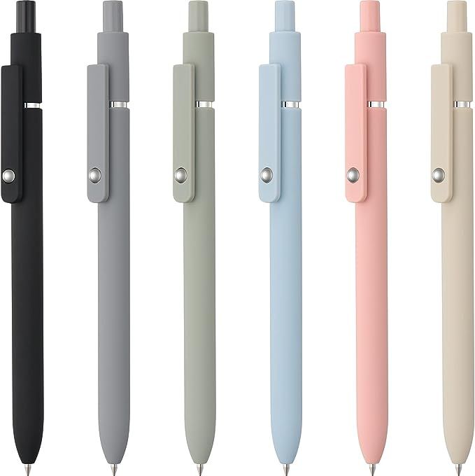 6 Pack Cute Gel Pens, Linfanc Retractable Quick Dry Gel Ink Pen, Fine Point 0.5mm Black Ink Rolli... | Amazon (US)