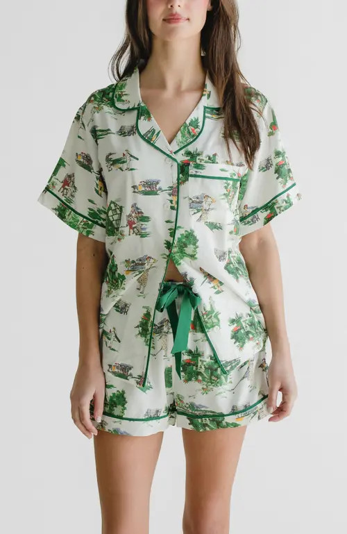 Katie Kime Golf Toile Pajama Shorts Set in Green at Nordstrom, Size Medium | Nordstrom