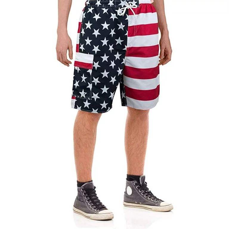 North 15 Men's USA American Flag Quick Dry Swim Trunk Boardshorts with Cargo Pokcet-7110-7-XL - W... | Walmart (US)