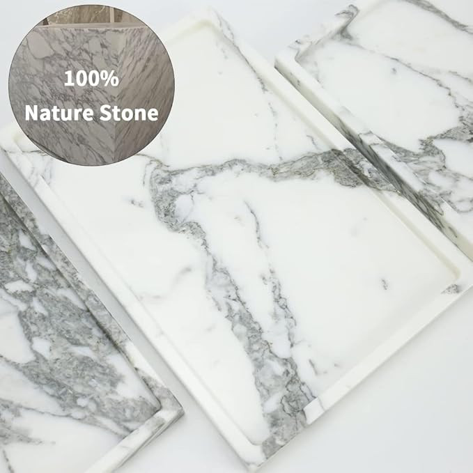 Real Luxurious Natural Marble Vanity Tray Genuine Marble Storage Tray for Home Decor Stone Tray f... | Amazon (US)