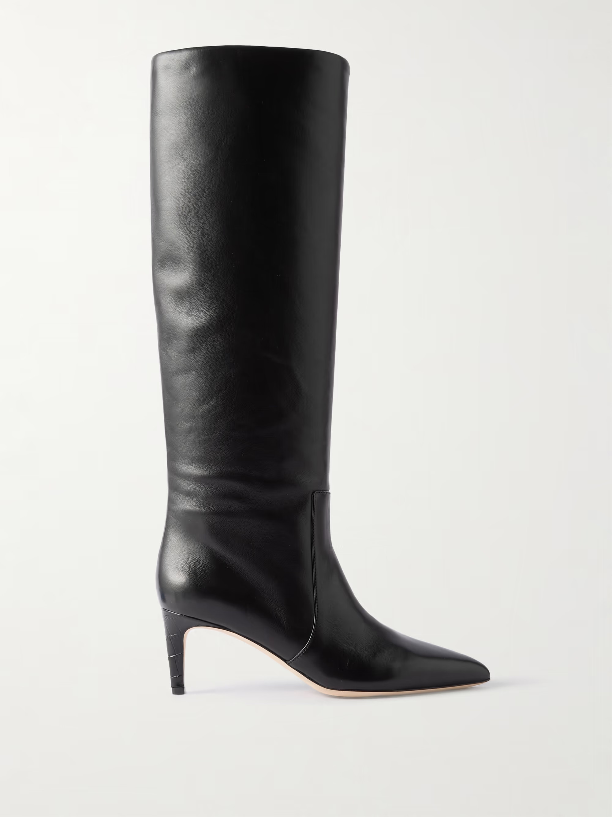 Stiletto croc-effect trimmed leather knee boots | NET-A-PORTER (UK & EU)