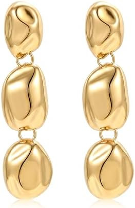 Chunky Earrings for Women Gold and Silver Two Tone Statement Unique Trendy Earrings Stainless Ste... | Amazon (US)