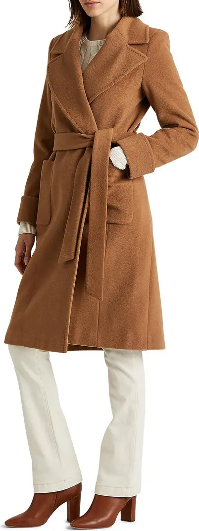 Lauren Ralph Lauren Wool Blend Wrap Coat | Nordstrom | Nordstrom