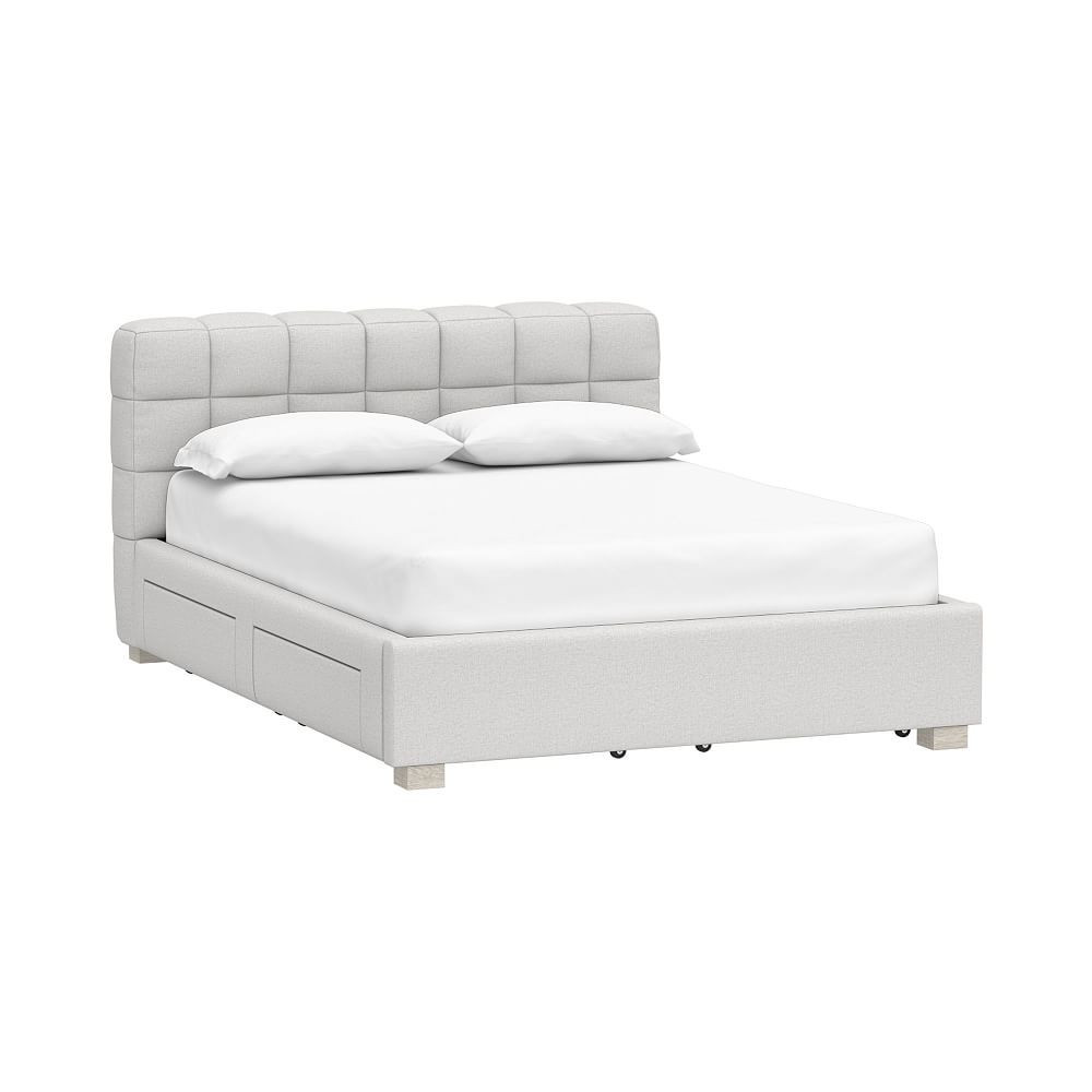 Baldwin Upholstered Storage Bed, Queen, Brushed Crossweave Light Gray | Pottery Barn Teen