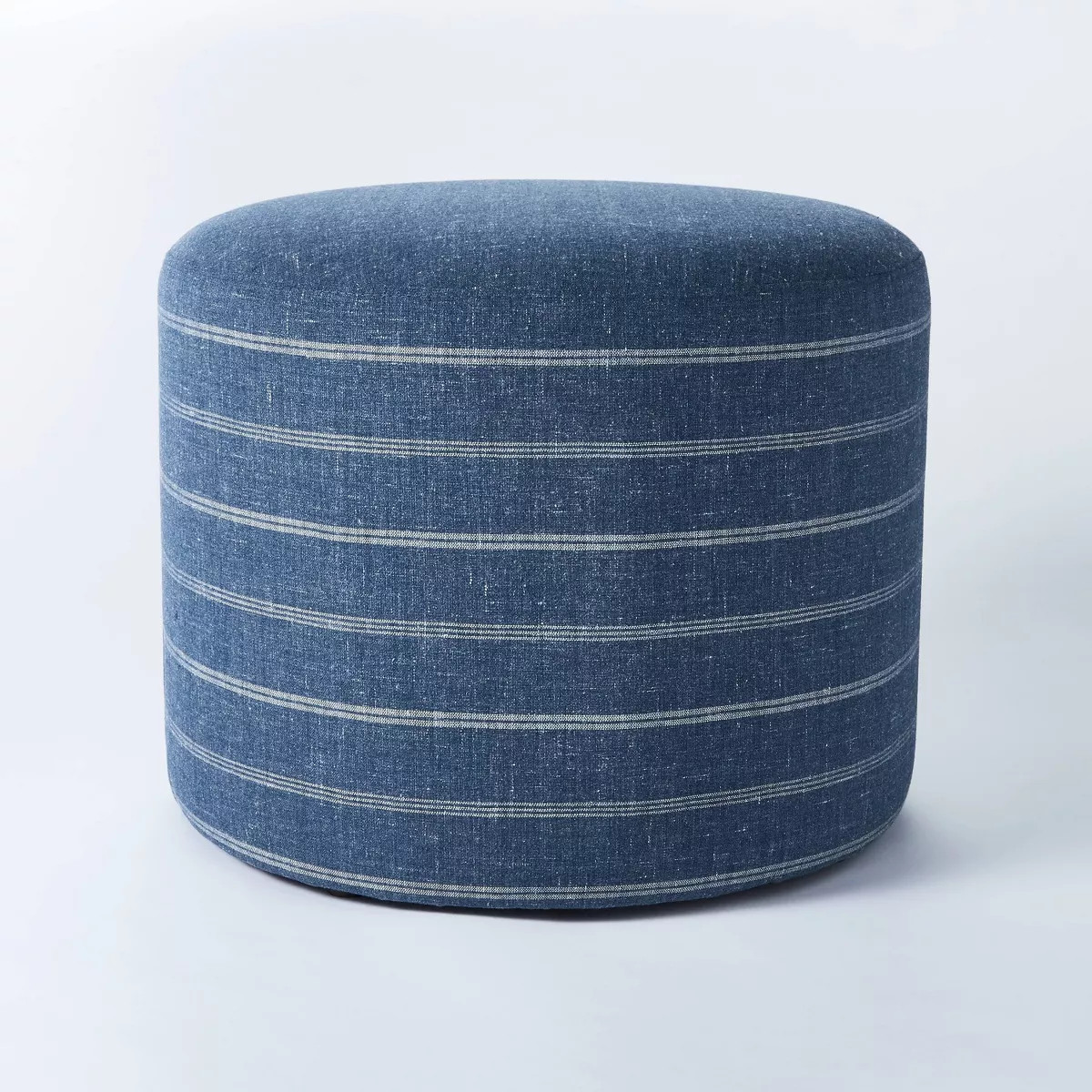 Lynwood Upholstered Round Cube Ottoman Navy - Threshold™ designed with Studio McGee | Target