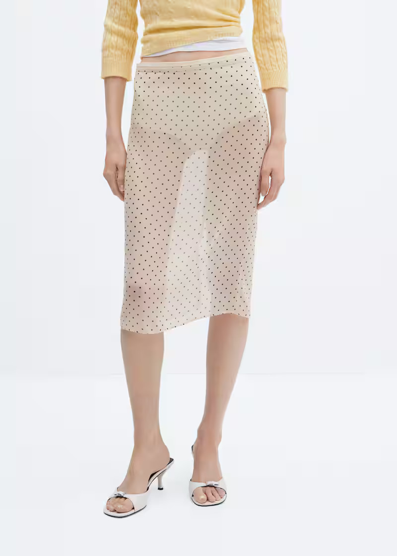 Semi-transparent polka dot skirt | Mango (US/MX/AU)
