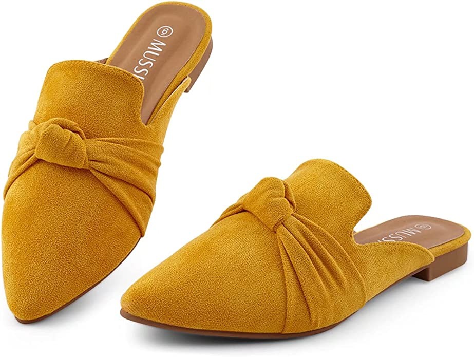 MUSSHOE Mules for Women Slip On Comfortable Pointed Toe Womens Loafers Women's Flats for Women's ... | Amazon (US)