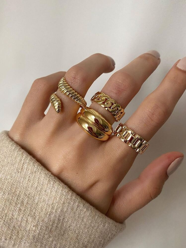 4pcs Chain Design Ring | SHEIN