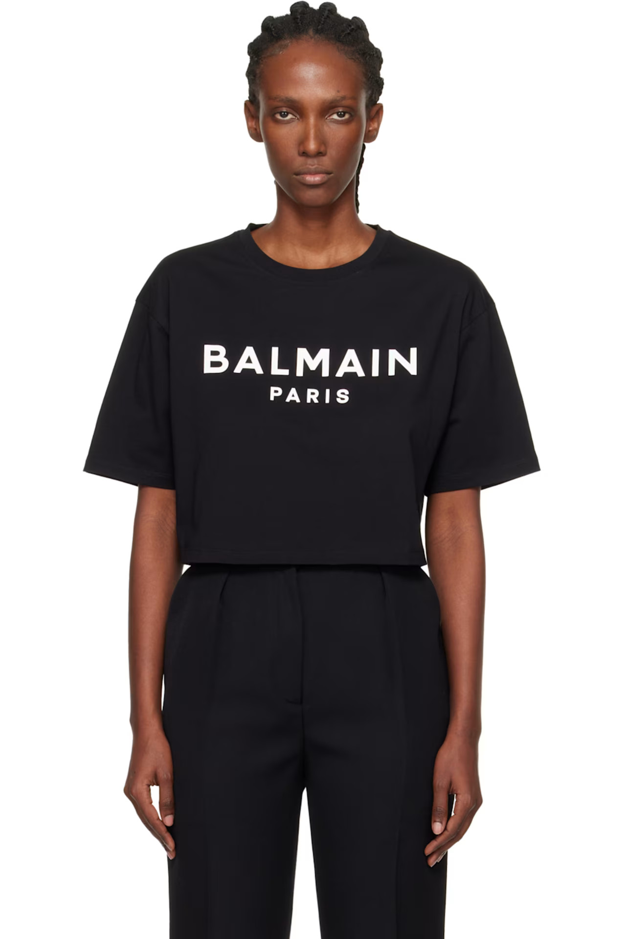 Black 'Balmain Paris' Print T-shirt | SSENSE