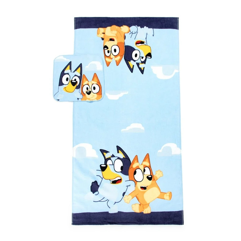 Bluey Kids Cotton 2 Piece Towel and Washcloth Set - Walmart.com | Walmart (US)