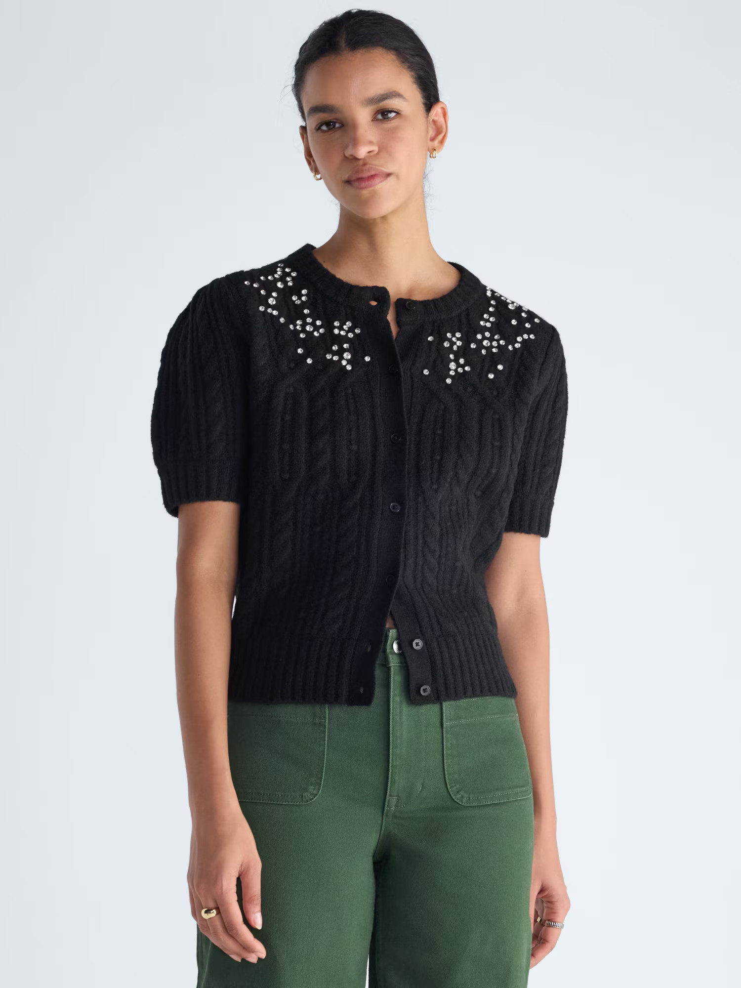 Free Assembly Women's and Women’s Plus Embellished Cable Knit Cardigan, Midweight, XS-4X | Walmart (US)