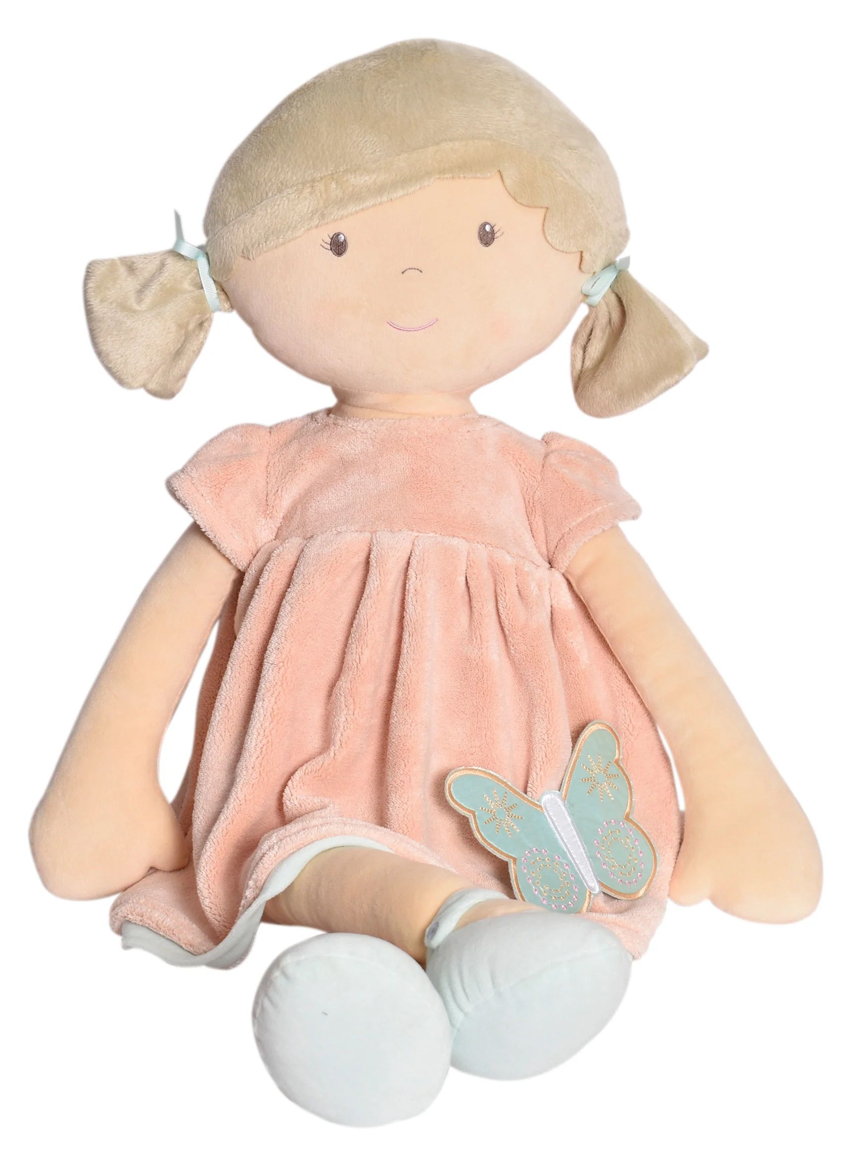 Pia X-Large Doll Brown Hair in Peach and Blue Dress | Tikiri Toys
