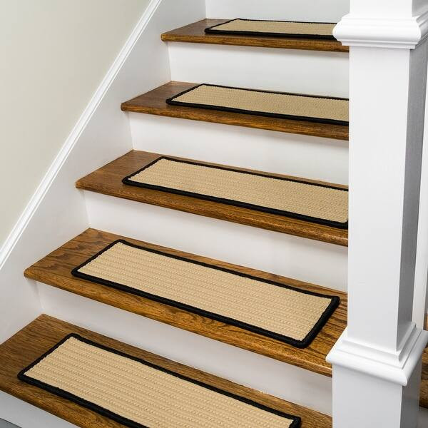 Seville Braided Reversible Stair Treads - 8"x28" - Black | Bed Bath & Beyond