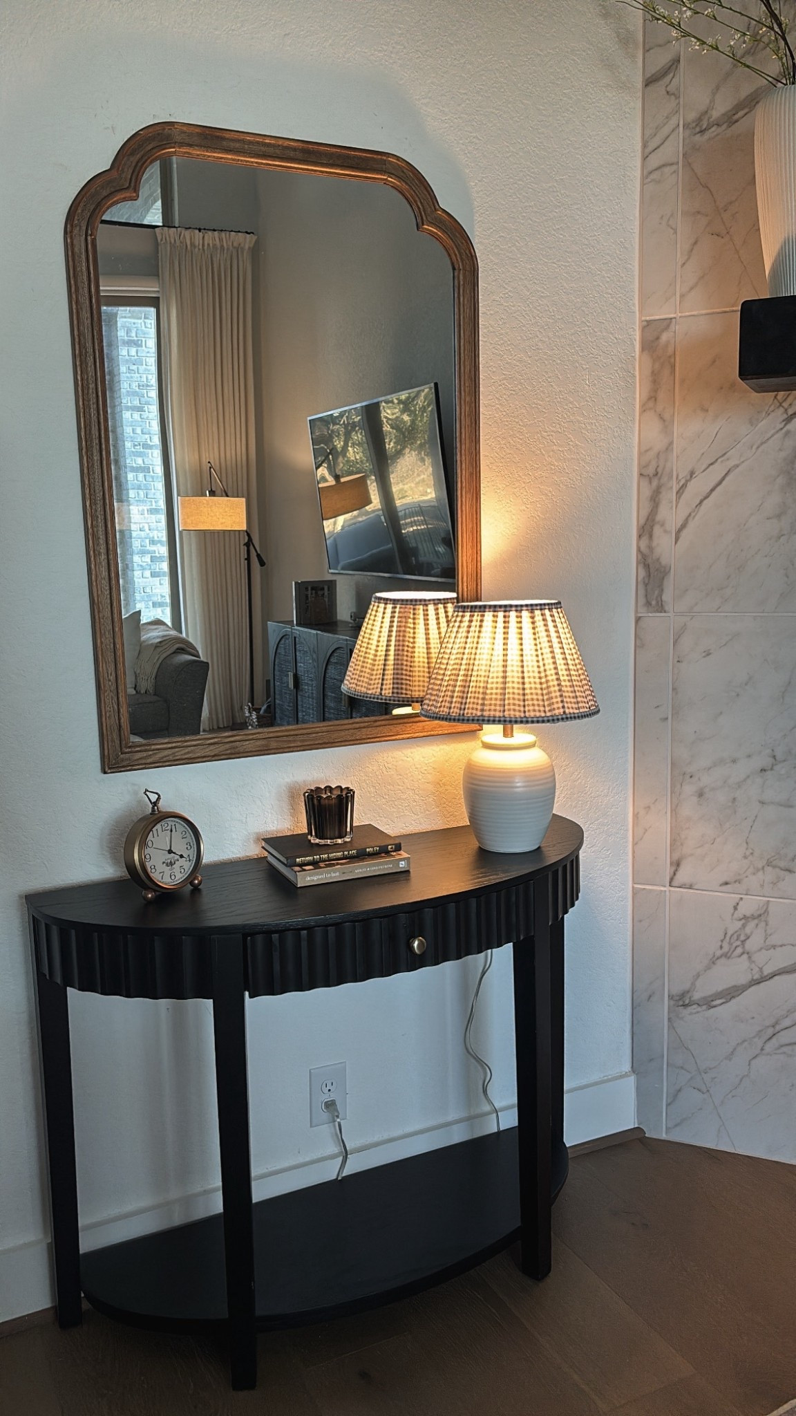 Half moon entry way table decor!
I found this table on Facebook marketplace, but was able to find two options that are very similar!

#LTKSaleAlert #LTKHome