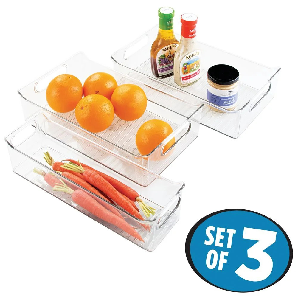 InterDesign BPA-Free Plastic Fridge Binz Set of 3, Clear | Walmart (US)