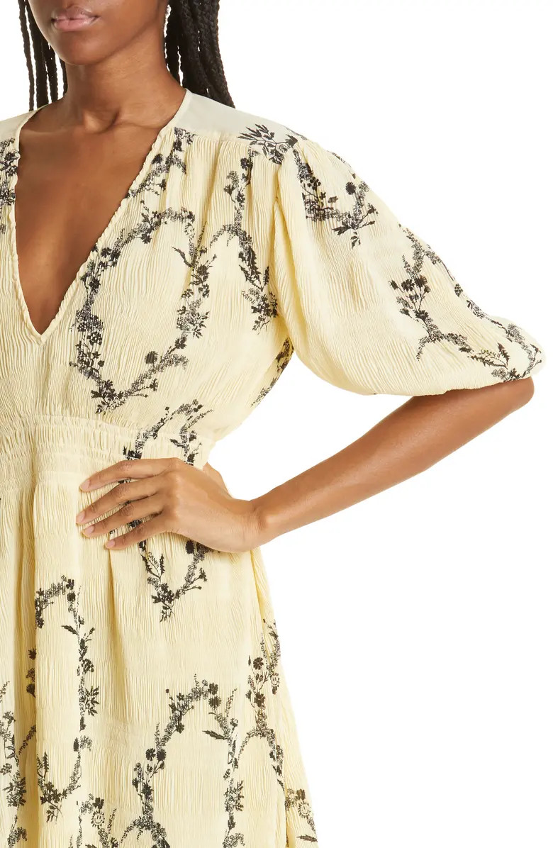 Ganni Pleated Smocked Georgette Minidress | Nordstrom | Nordstrom