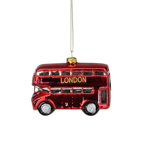 NORTHLIGHT 4.25'' Double Decker "London" Tour Bus Glass Christmas Ornament - Red | Target