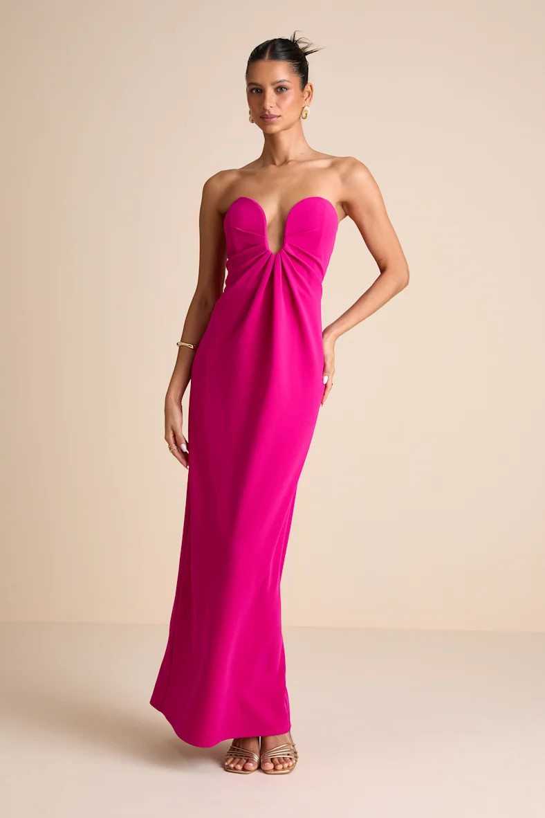 Thula Magenta Cutout U-Bar Column Maxi Dress | Lulus