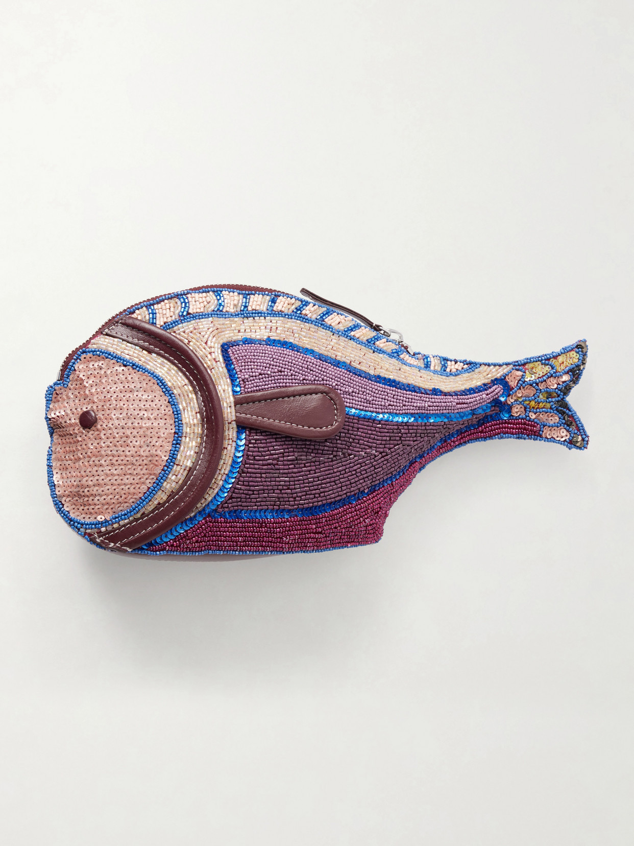 STAUD - Pesce Beaded Leather Clutch - Multi | NET-A-PORTER (US)