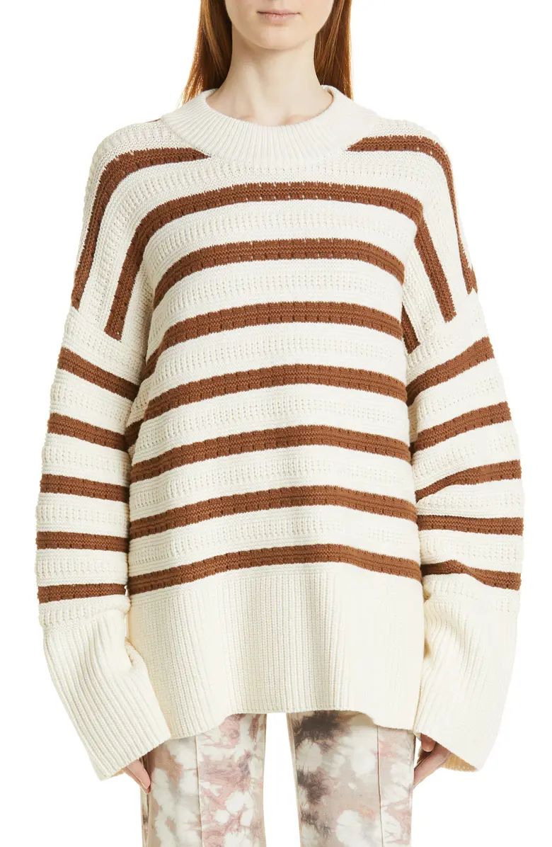 Samsøe Samsøe Women's Raili Stripe Open Stitch Organic Cotton & Wool Crewneck Sweater | Nordstr... | Nordstrom