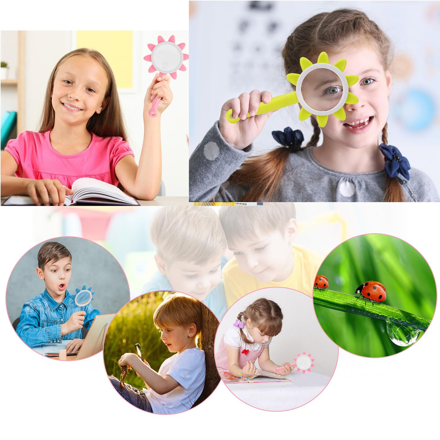 Rongon Kids Magnifying Glass, 3Pcs Handheld Reading Magnifiers, Toddler Magnifying Glasses, 10X M... | Amazon (US)