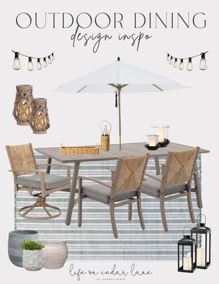 Outdoor dining design inspo! This table & chairs is so good & affordable too! 

#lowes #patio #outdoordecor

#LTKSeasonal #LTKsalealert #LTKhome
