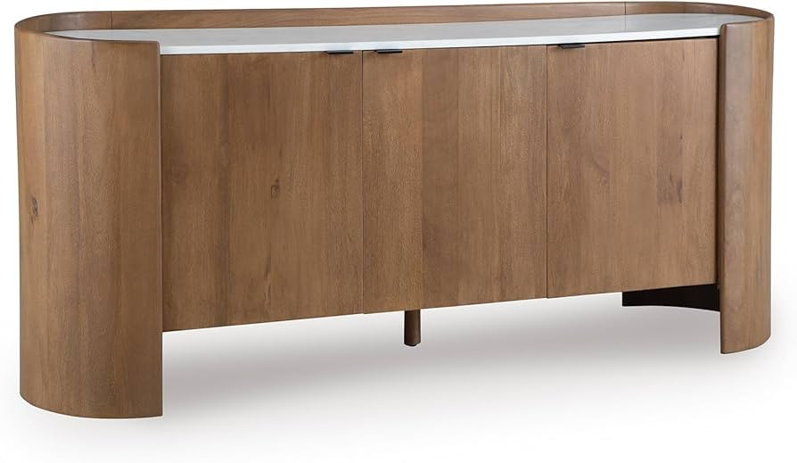 Signature Design by Ashley Fitzroy Modern Accent Cabinet with Shelf, White & Dark Brown | Amazon (US)