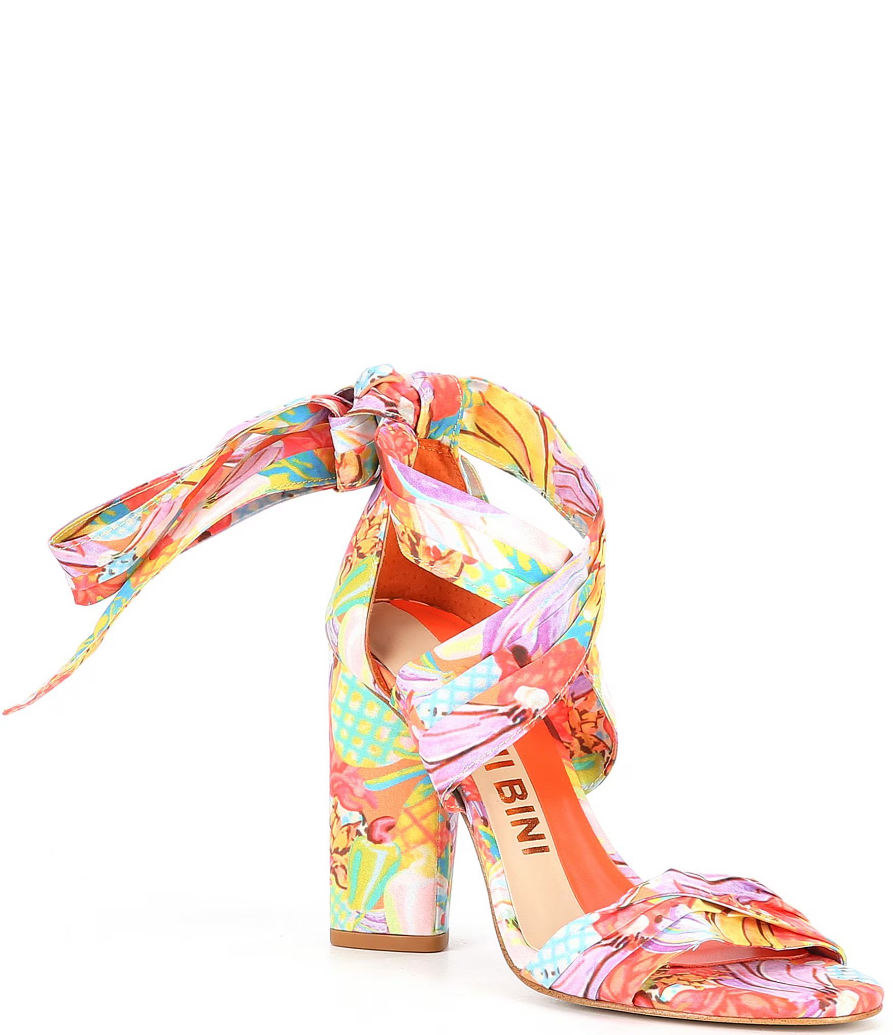 Astraahh Printed Ankle-Wrap Block Heel Sandals | Dillards