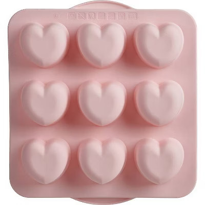 Trudeau 10.9" x 9.9" Silicone Hearts Baking Pan Pink | Target
