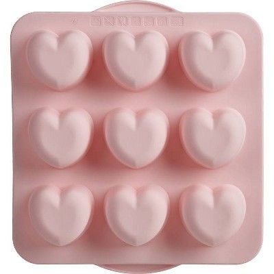 Trudeau 10.9" x 9.9" Silicone Hearts Baking Pan Pink | Target