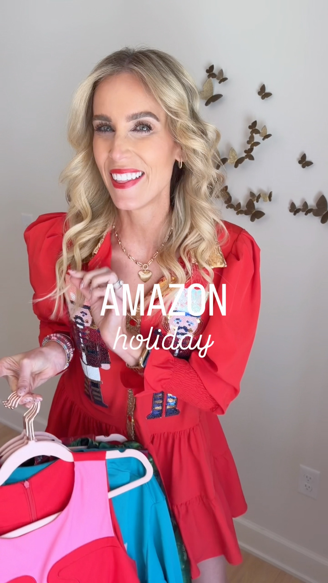 You’ll love these Amazon holiday dresses! These look for less designer dresses will have you holiday ready in no time! I’m wearing a small in everything. Plus linking Amazon holiday gold bag and Amazon gold bow heels! 
