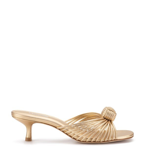 Valerie Mule In Gold Metallic Leather | Larroude