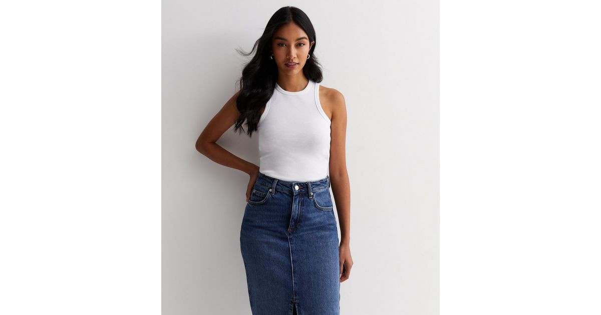 White Ribbed Racer Vest | New Look | New Look (UK)